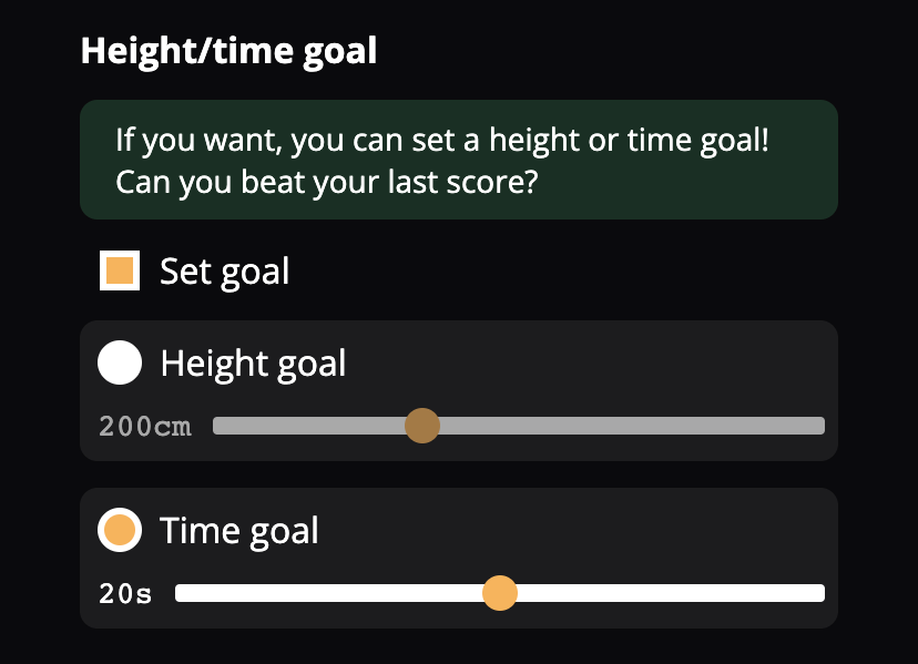 Introducing height/time goals