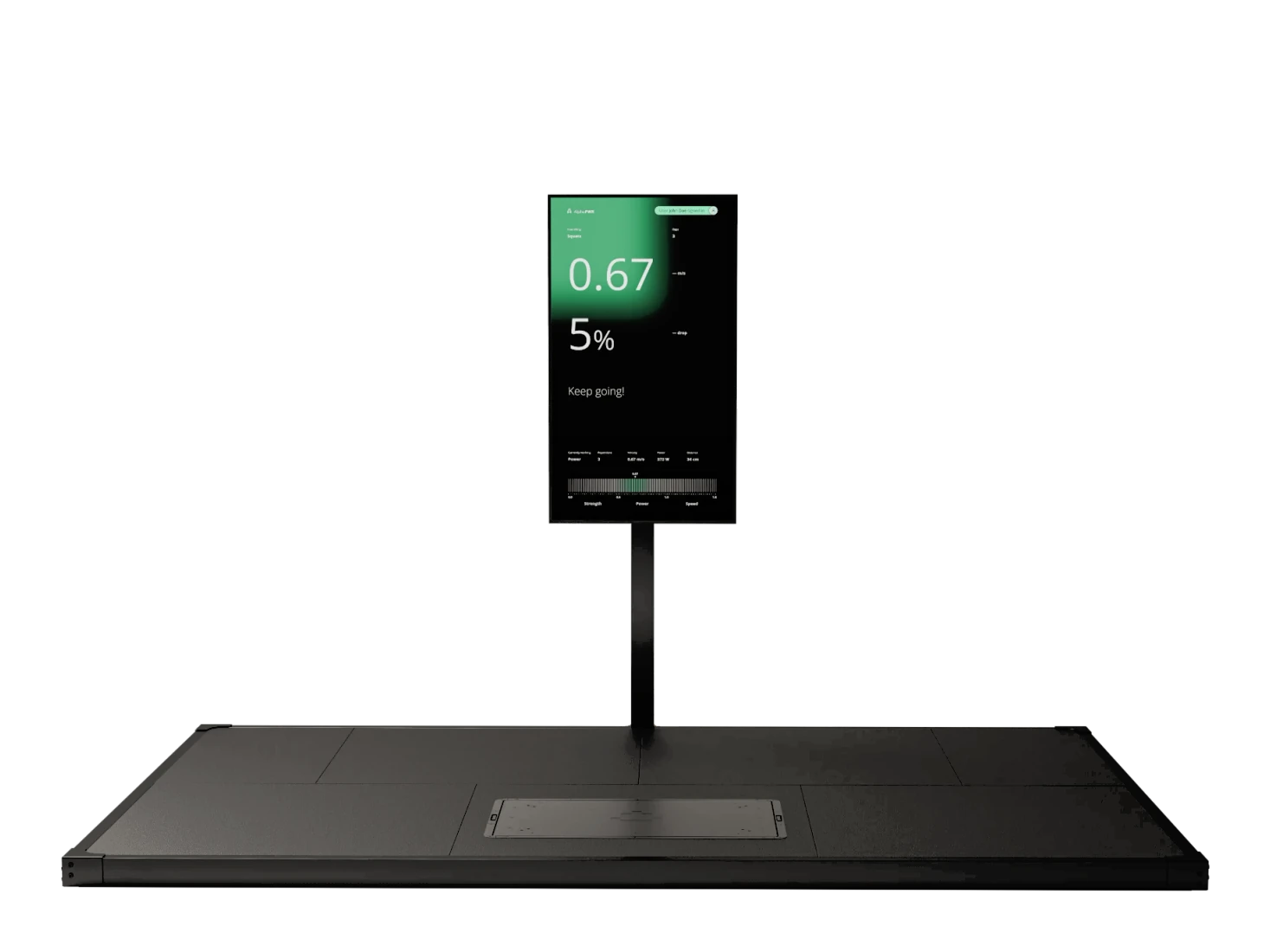 Alphatek Medium: a wide platform with one measurement plate and a screen.