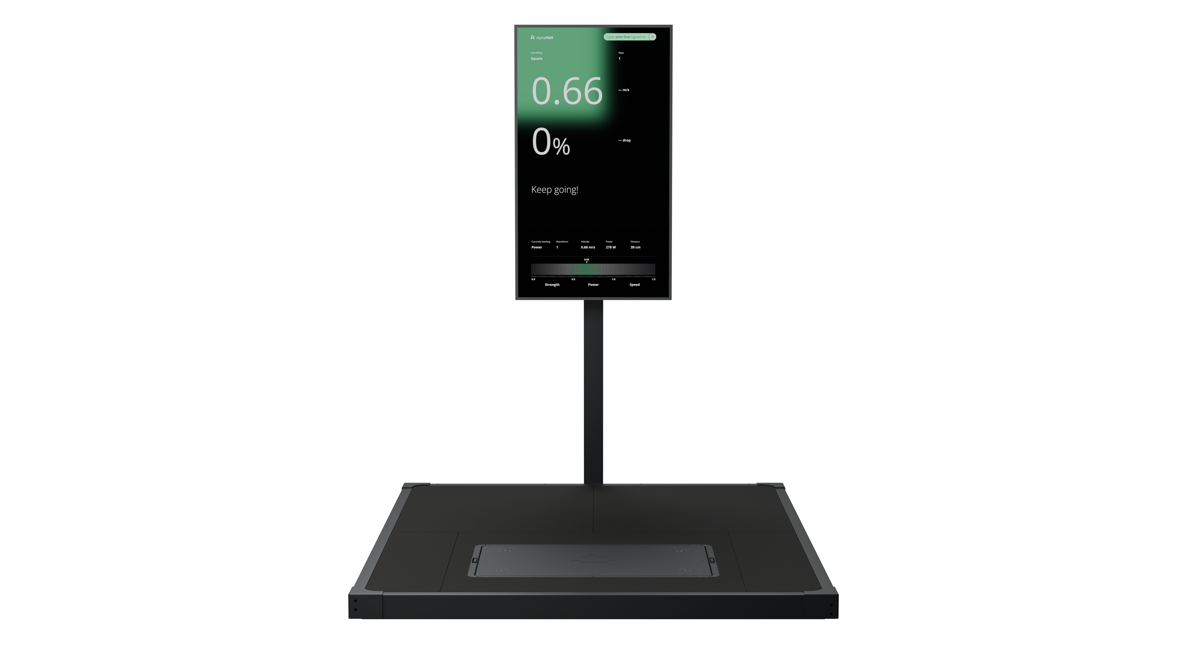 Alphatek Mini +: a platform with a screen and more floor space around the measurement plate.